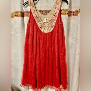 Silk “Laundry By Design” Red Boho Dress Size 6
